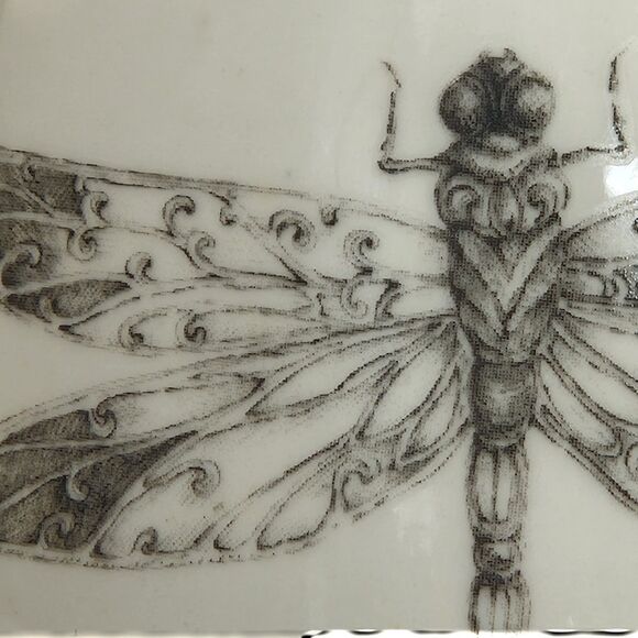 Vtg Wall Pocket Hanging Cream Ceramic Vase Container by Daphne Dragonfly Insect - Picture 10 of 12